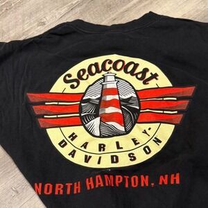 Harley Davidson Motorcycles USA Seacoast Lighthouse T Shirt Mens 3XL Black